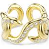 Swarovski Anello aperto Dextera, Taglio Round, Bianco, Placcato color oro (50)