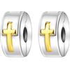 Amuefer Clip Religione Croce Charm Compatibili Bracciale Collana, Argento Sterling Ciondolo Compleanno Natale Gioielli Regali per le Donne Moglie Amici