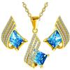 MŚ 1997 MENNICA ŚWIDNICKA Set di 4 orecchini con collana in argento 925 placcato oro 24 K - Cristalli e zirconi austriaci di alta qualità - Collana da donna - Set di orecchini con collana, Argento,