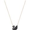 Swarovski Pendente Swarovski Iconic Swan, nero, Placcato oro rosa