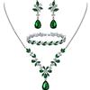 Clearine Wedding Zirconia cubica Set di Gioielli per Le Damigelle d'Onore, Cristallo Goccia Ciondolo Collana Tennis Bracciale Lampadario Foglia Orecchini Dangle per Donne