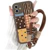 Yirlbey Cover con Cordino per iPhone 11, Morbido Silicone Custodia con Aesthetic Collage Leopardata Disegni, Antiurto Bumper Case con Tracolla Collana Orologi per Catena iPhone11 6,1, Marrone