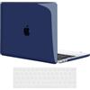 TECOOL Cover compatibile con MacBook Pro 15 Pollici 2019 2018 2017 2016 (A1990 A1707) con Touch Bar, Custodia Rigida Protettiva Sottile in Plastica e Copritastiera UE, Cristallo Blu Navy