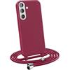 MyGadget Cover per Samsung Galaxy S25 Plus - Custodia con Corda - Case con Cordino Opaca Antiurto | Bumper con Laccio | Tracolla - Practical Stylish - Bordeaux