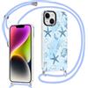 Yirlbey Trasparente Cover con Cordino per iPhone 13 Mini, Aesthetic Fiore Conchiglie Motivo Disegni Case, Sottile Silicone Custodia con Tracolla Collana Catena Antiurto per iPhone 13Mini 5,4,Summer