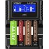 XTAR Caricatore intelligente multifunzione L4 Pro, salva le batterie scariche. Compatibile con batterie AA/AAA NI-MH da 1,2 V e 1,5 V agli ioni di litio, consente una ricarica rapida precisa.