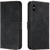 Bravoday Cover per iPhone XS Max, Flip Custodia in Pelle PU Portafoglio Custodia per iPhone XS Max, con Slot per Schede, Nero