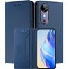 MOJIA Custodia per Vivo V40 5G, Resistente a Cadute e Graffi, Alta qualità PU Pelle Stile Portafoglio Cover Folio con Chiusura Magnetica. Dark Blue