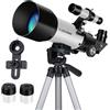 CELTICBIRD Telescopio per bambini principianti, telescopio astronomico rifrattore da 400 mm con apertura da 70 mm per adulti e studenti - Telescopi da viaggio con treppiede e adattatore per telefono (argento)