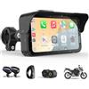 Carpuride Schermo da moto GPS carplay da 6.3 pollici senza fili CarPlay e Android Auto per Moto, con doppia fotocamera e TPMS, telecomando, IP67 impermeabile, BT Aduio, registrazione loop