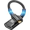 JSAUX Adattatore Micro HDMI a HDMI 2.0, Cavo 4K@60Hz HDR 3D 18Gbps, Compatibile Con Smartphone, Tablet, Fotocamere e Altri Dispositivi Placcati in Oro, Nero