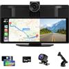 Mavista Display Carplay da 10,26 pollici - Display wireless Android Auto Car Play con dashcam 4K, telecamera posteriore 1080P, touchscreen IPS, Bluetooth Mirror Link, schermo diviso, radio FM/AUX, 64G TF