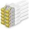 1aTTack.de Cavo di rete Ethernet Lan Cat.7 SFTP spina RJ45 Cat6a doppia schermatura 10000 Mbit/s compatibile con Cat5 Cat6 Cat6a Cat8 per switch Router Modem Patchpanel Bianco / 10 pz 3 metri