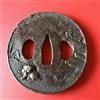 Antico ferro giapponese Tsuba Samurai Katana guardia spada con intarsio argen...