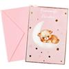 ICE TOYS biglietto nascita formato 17 x 12 cm Made in Italy con rilievo (Orso Rosa)