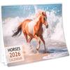 Templatables Calendario 2026 da scrivania e da parete, formato A3 (apertura da A4), 12 mesi di inizio lunedì, fotografia con cavalli e stalloni, rilegatura a doppio filo, carta premium da 150 g/m², realizzato e