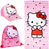 Hello Kitty Berretto da Baseball, Asciugamano e Zaino con Coulisse, Set 3 Pezzi per Bambina, Regalo Estivo per Spiaggia, Piscina e Gite per Ragazze