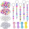 Satiskid Set di 556 portachiavi con perle per artigianato, include portachiavi, corde di perline e cordino in poliestere, perle regalo per decorazione di gioielli