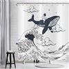 Hnmdmyi Tenda da doccia divertente 120x180, astronauti a cavallo balene in oceano onda vasca da bagno tenda orientale vintage Kanagawa giapponese onde arte bambini impermeabile tessuto tenda da bagno