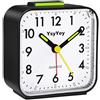YsyYey Sveglia analogica senza ticchettio, sveglia forte per sonno profondo, funzione snooze e luce notturna, funzionamento a batteria, compatta per comodino, scrivania, silenziosa piccola sveglia da