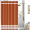Uiiooazy Tenda Doccia Antimuffa, Tenda da Doccia 150x180cm Terracotta Boho Chic Arancia Minimalista Bianco Righe Tende da Bagno Tessuto Lavabile Impermeabile Tende per Vasca da Bagno con 10 Anelli