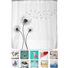 arteneur® - Tenda da doccia antimuffa, 180 x 200 cm, Öko-Tex Standard 100, orlo zavorrato, non trasparente, impermeabile, lavabile, con 12 anelli, motivo: soffione in bianco e nero