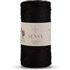 S SENSY Sensy Premium - Corda luccicante in poliestere, 2 mm, 251 m, 90% polipropilene, 10% poliestere, macramè, filo per uncinetto, idea regalo per maglieria (scintilla nera)