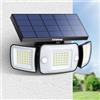 intelamp Lampada solare per esterni, 6000 mAh, luce solare esterna con sensore di movimento, 1200 lm, IP65, illuminazione esterna solare, proiettore LED di sicurezza, illuminazione da parete esterna