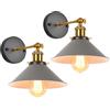 iDEGU 2 Pezzi Lampade da Parete Vintage, 22cm Applique da Parete Retrò Lampadario Plafoniera E27 Illuminazione da Parete Moderna per Camera da Letto, Soggiorno, Camera per Bambini (Grigio)
