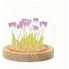 Tnfeeon Luce Notturna Fai da Te con 10 Fiori Rosa Tulipano, Lampada da Scrivania in Design Nuvola con Base in Legno e LED, Decorazione per Camera da Letto