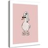Dazzlewall Incorniciato Arte con Anatra Divertente, Stampa d'Arte Anatra Rosa con Occhiali da Sole da Bagno Quadro Minimalista con Accappatoio per Decor Bagno Vasca WC, 30x40 cm
