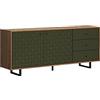 trendteam smart living - Sentra - Credenza - Verde scuro/rovere - Comò con 2 ante e 3 cassetti completamente estraibili con fresatura alla moda - (L x A x P) 183 x 75 x 40 cm - Manici e piedini in