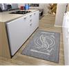 HANSE Home Bon Appetit - Tappeto a passatoia da cucina con scrittura, antiscivolo, facile da pulire, robusto, certificato Öko-Tex per cucina, corridoio, sala da pranzo, 92 x 150 cm, colore: grigio
