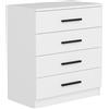 Dmora Cassettiera Elgafar 70x79x42h cm Bianco 4 Cassetti Apertura Scorrevole, Chiusura Scorrevole