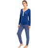 de fonseca Pigiama Donna Cotone Leggero 100% - Ideale per Primavera e Mezze Stagioni - Completo di Maglia con Bottoni Pantalone (IT, Testo, L, Regular, Regular, Modello 2)