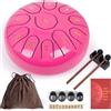 Amkoskr Tamburo antipioggia per esterni, 15,2 cm, 11 note, in acciaio, per yoga, meditazione, educazione musicale, regalo, rosa