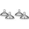 Tommee Tippee Natural Start - Tettarelle per biberon, flusso rapido, 6+ mesi, simili al seno per un fermo naturale, valvola anticolica, silicone morbido, confezione da 4