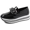 QUEEN HELENA Francesine Mocassini con Zeppa Casual Alti Senza Lacci Plateau Comodi Loafer Platform Donna X27-100 (Nero Pat, Numeric_38)