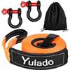 Yulado Corda Traino Auto, Cinghia per Auto Fune Da 5m x 5cm 10T, Resistenza Alla Rottura di 26455 LBS, 2 Ganci Rinforzati 1 Custodia Nera, Tow Strap, Camion,Suv, Trattore, Fuoristrada Jeep Accessori