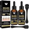 Ycaaeo 2 pezzi olio per la crescita della barba, con rullo, kit per la crescita della barba, olio di siero per la crescita della barba, stimola la crescita della barba/dei capelli, regalo per marito/padre