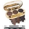 LYSdefeu Palette Di Tre Colore Sopracciglia, Pennarello Sopracciglia Waterproof Long Lasting Eyebrow, Gel Multifunzionale Per Sopracciglia, Polvere Per Make Up con Pennello Per Rasoio Set-03
