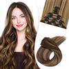 SEGO Pro 66cm Extension Capelli Clip Sintetici 8 Fasce Capelli Finti che Sembrano Veri Lisci Clip in Hair Extensions (#4H27 Castano Scuro e Biondo Scuro,175g)