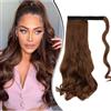 Dcbaboo Coda Capelli Extension Ricci 50cm Posticci per Capelli Extension Coda Capelli Finti Clip Mossi Coda di Cavallo Ondulati Code Finte per Capelli Sintetici Lunghi Ponytail, Marrone & Auburn