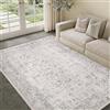 HUGEAR Vintage Tappeto Salotto Grigio Tappeti 150x210cm Soggiorno Antiscivolo Lavabile in Lavatrice Tapette Camera da Letto Sala Ufficio Bambina Bambino Pelo Corto Grande Carpet