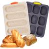 Wisnewth Teglia per pane francese in silicone - Teglia flessibile antiaderente per la cottura, 4 cavità beige e 9 cavità grigio, adatta a forno e microonde