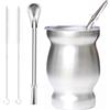 Beruth Bombilla Yerba Mate Gourd, set di tazze da tè in acciaio inox con coperchio multifunzionale, due cannucce e spazzole per la pulizia, tazza da caffè a doppia parete, isolamento termico, anti