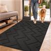 Biscpro Zerbini per Ingresso Interno,90x150cm Tappetino Antiscivolo Lavabile in Lavatrice, Zerbino d'Ingresso Polipropilene Assorbenti per Interno,Ingresso,Esterno,Corridoio,Balcone-Dark Gray