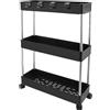 Foymlon Carrello Portaoggetti, Carrellino Multifunzionale a 3 Livelli con Ruote girevoli a 360°, Scaffale da Cucina Mobile, Carrello di Servizio per Cucina, Bagno, Ufficio, Camera da Letto (Nero)