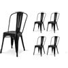 Kosmi - Set di 4 sedie FACTORY stile industriale in metallo nero lucido nero con finitura lucida