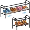 Qurxuanwe 2 Ripiani Scarpiera da Esterno Espandibile, Portascarpe Salvaspazio Metallo, Scaffale Porta Scarpe Piccola Regolabile, Organizer Scarpe Allungabile per Soggiorno, Guardaroba,Corridoio,Armadio,Ingresso